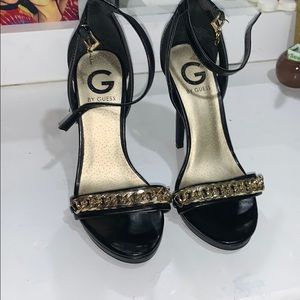 Guess Black no platform chain heels